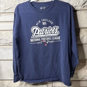 NFL Men's New England Patriots Long Sleeve Blue T-Shirt Medium M‎